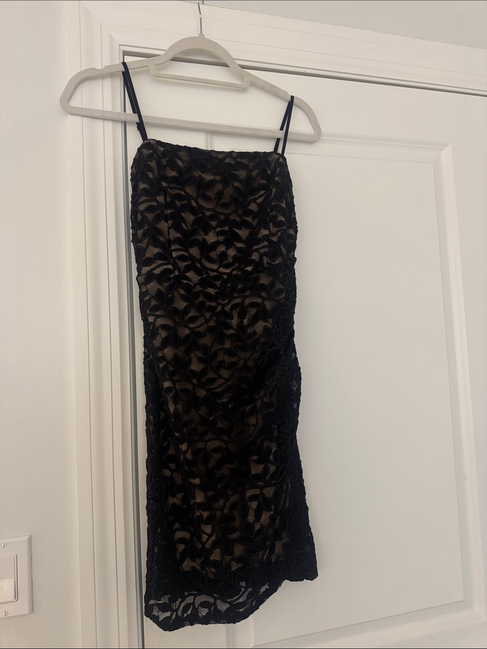 Emerald Sundae Black Lace Slip Dress with Nude Lining